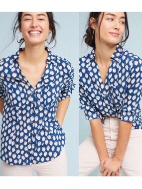 Anthro Maeve Rochelle Strawberry Print Top Sz 4